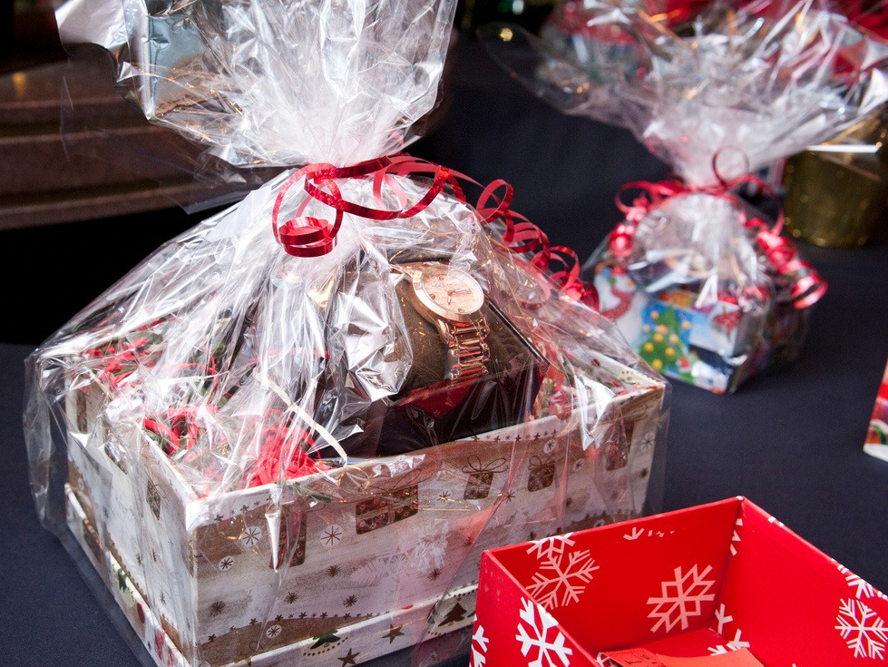 Wrapped Christmas Gift Baskets